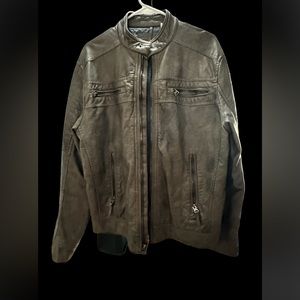 Calvin Klein Jackets & Coats | Men's Calvin Klein Gray Leather Jacket